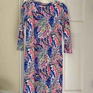 Talbots flattering, comfortable jersey shift dress.